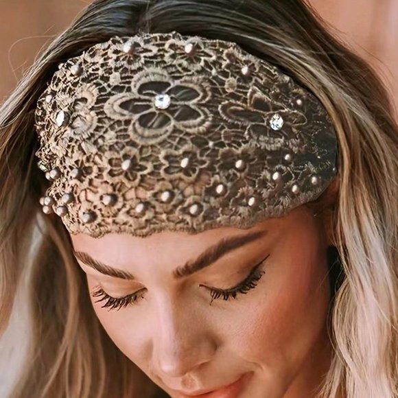 LC FASHION Accessories - Boho Headband, Pearl Decor Bohemian Style Headband bandana hair band Vintage
